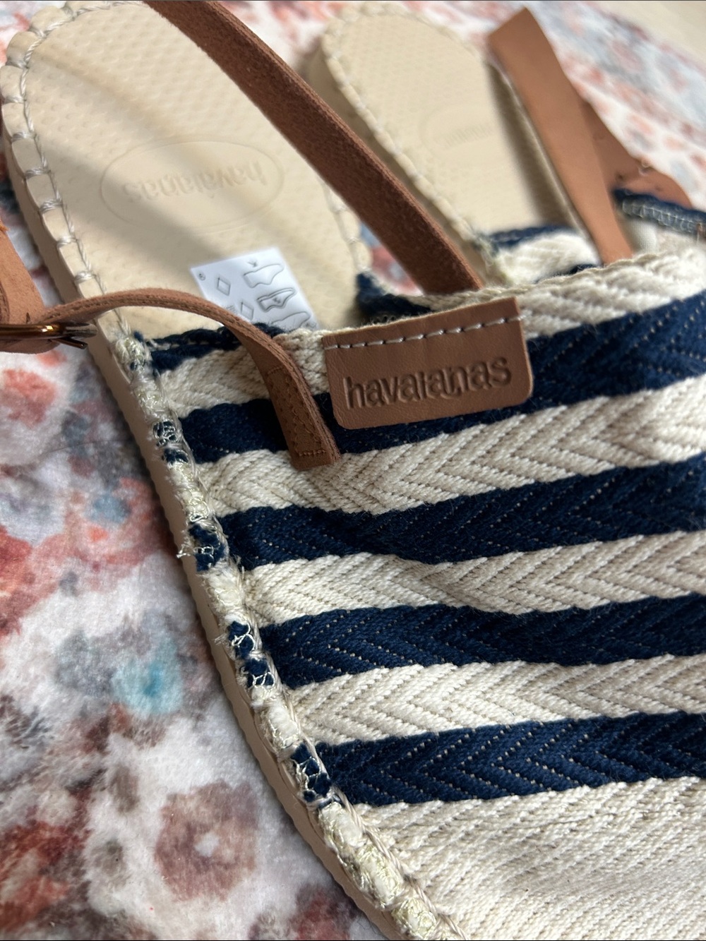 Havaianas Women’s Navy Striped Espadrille Slingback Sandals - Picture 3 of 8